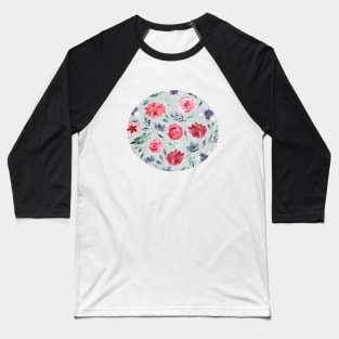 Watercolor Florals | Pattern | Mint grey Baseball T-Shirt